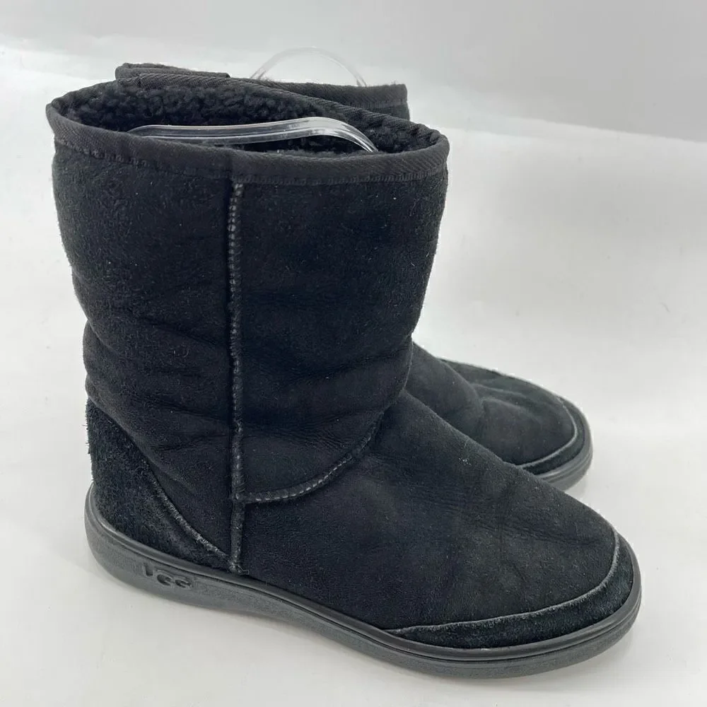 UGG Australia Womens Boots Suede Sheepskin Lined Mid Calf Leather Black M8-L9